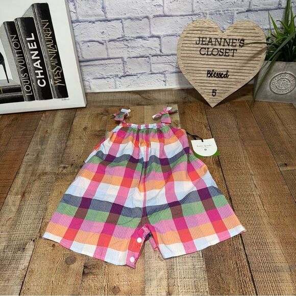 Girls' Plaid Tie-Shoulder Poplin Romper - kate spade new york x Target nwt XS - Picture 15 of 16